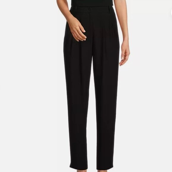 NWT Eileen Fisher petite Silk Georgette Crepe Black Pants Pockets Tapered Ankle - Picture 3 of 13